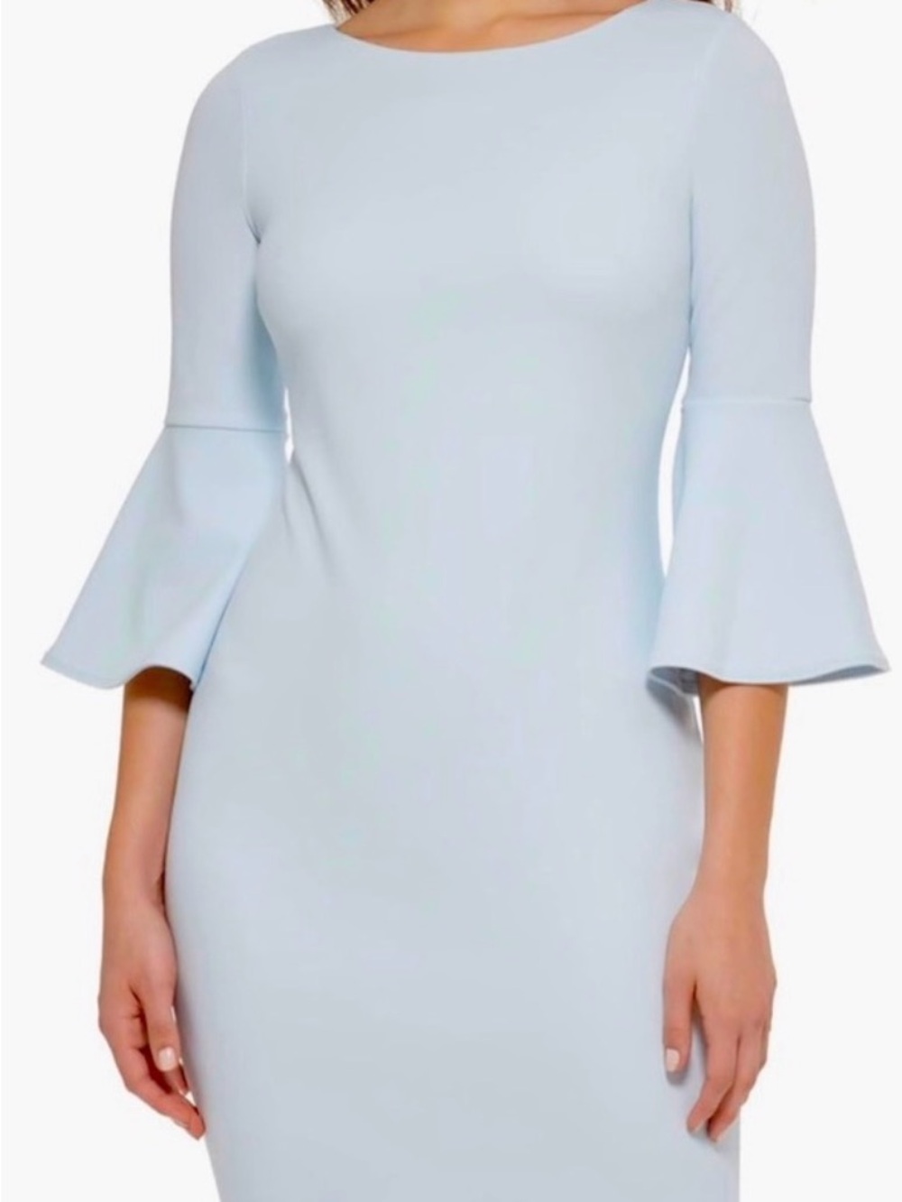 Calvin Klein Light Powder Blue Bell Sleeve Sheath Dress